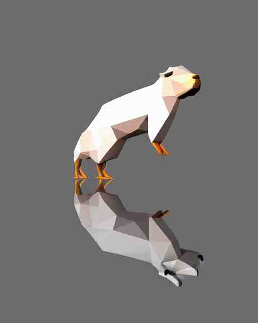 low polygon render of a capybara on a white background, isometric 3d, ultra hd