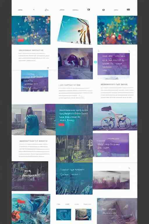 website layout for digital artist, clean modern colorful ui 