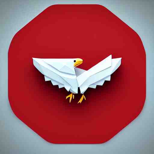 low poly, vector, white eagle icon, in a book, red background, cgsociety, artstation, octane render