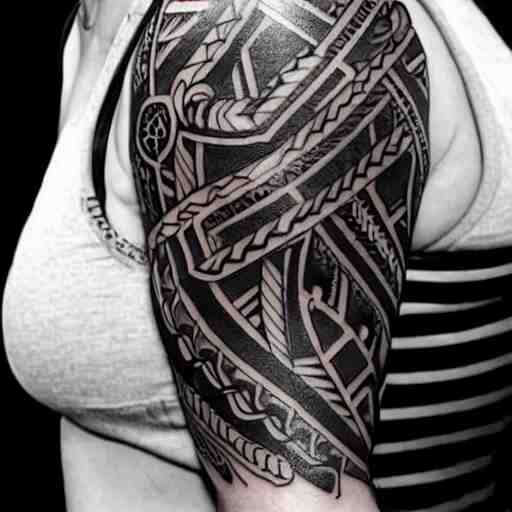 tribal tattoo along forearm