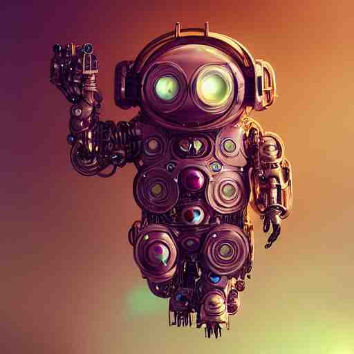 opalescent android cyborg animal in candyland, warm tones : by michal karcz, daniel merriam, victo ngai and guillermo del toro : ornate, dynamic, particulate, intricate, elegant, highly detailed, centered, artstation, smooth, sharp focus, octane render 