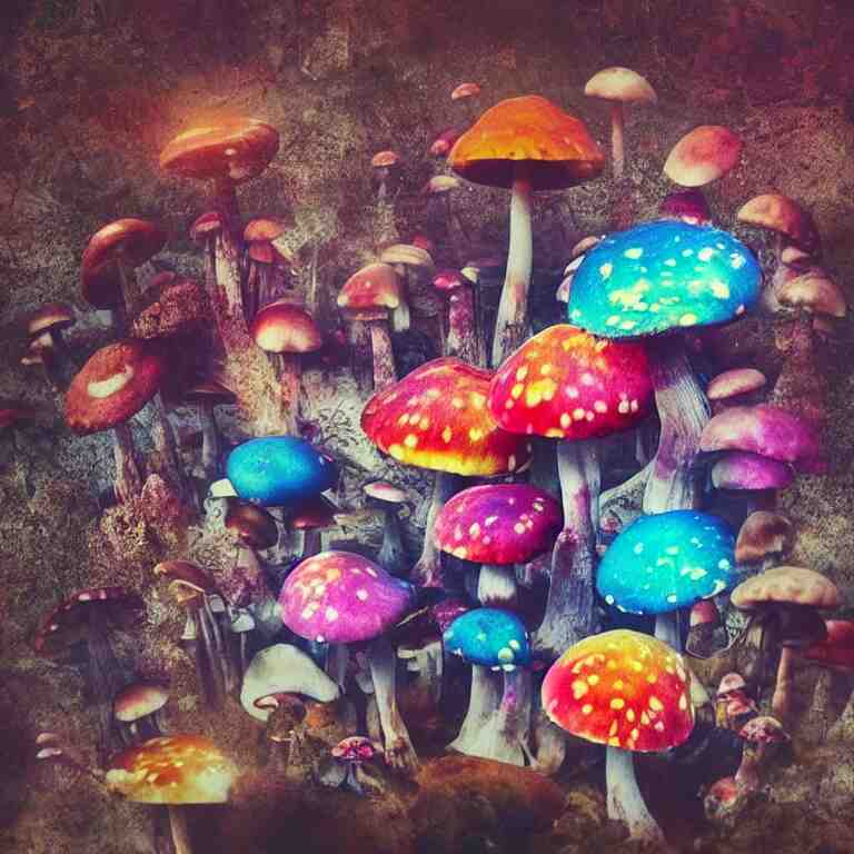 double exposure of dally life, symbols of live, explosion, cyber mushroom city, love is the most relevant theme, love is infinity, love is begin of all, 8 k resolution, artistic mode, artistic, trending on instagram, long exposure, love art, serious, fantasy and dreams vibes, mushrooms style and macro style, colorful picture 