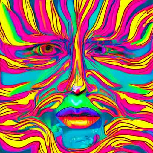 a cool colourful psychedelic face in the style of an album cover 