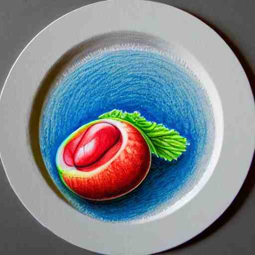  Colored pencil art on paper, Gooseberry pie slice on a plate, highly detailed, artstation, MasterPiece, Award-Winning, Caran d'Ache Luminance