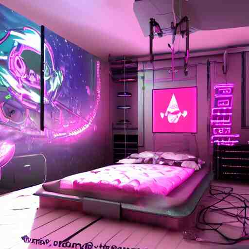 a girl's cozy cyber punk bedroom 