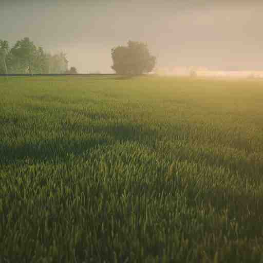 landscape field, hyperrealistic, cinematic, unreal engine 5, rain 