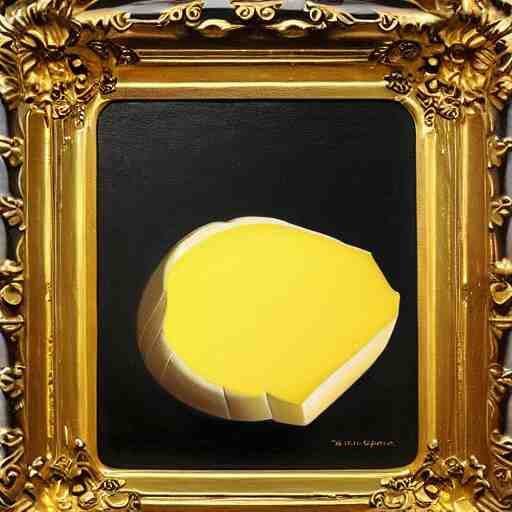 beautiful oil painting of gouda cheese 