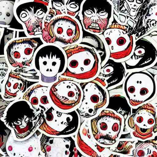 horror manga stickers of tomii by junji ito 