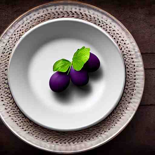 the loneliest grape on a plate realistic photograph 