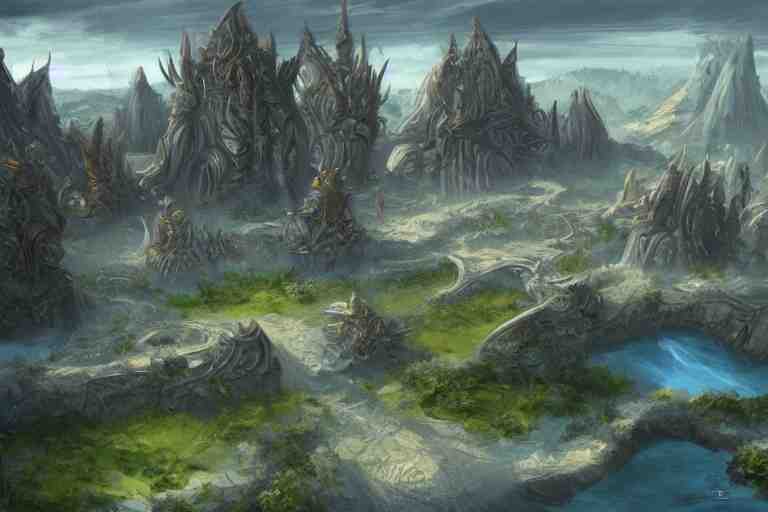 steppe atlantis ultra detailed fantasy landscape concept art