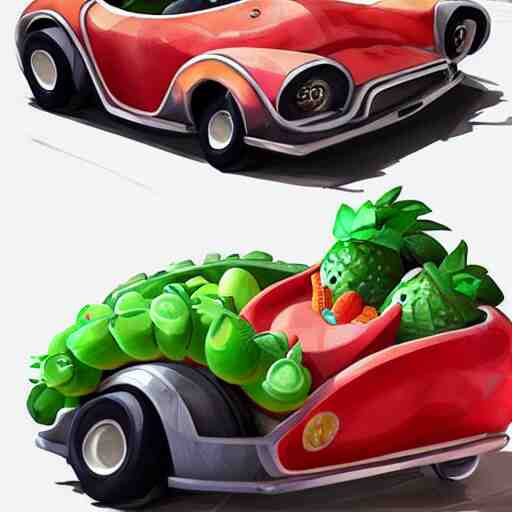 car made of fruits, artstation 