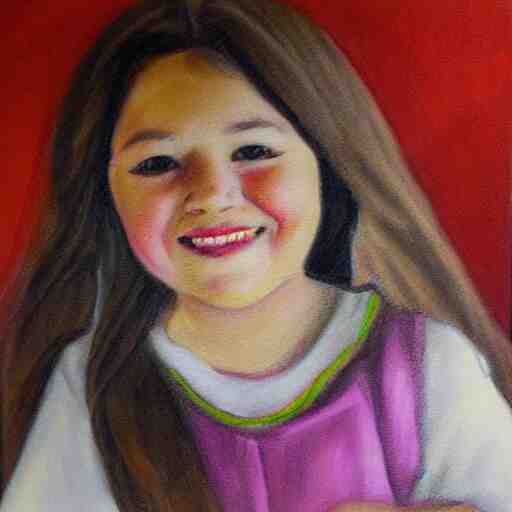 sketch painting of a portrait of a 8 year old girl 