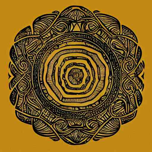 tattoo sketch of a sea, on a yellow paper, ornamentaica, line art, minimalism, maori 