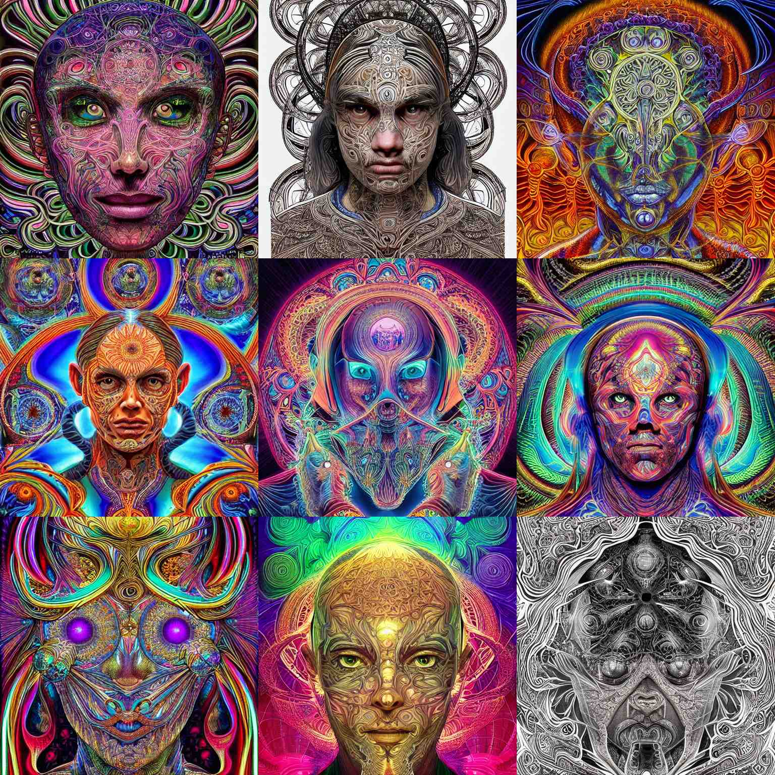 a intricate ornate psychedelic image of a transparent head, digital art by felix kelly, alex grey, dan mumford, artgerm, psychedelic art, psychedelic, fractalism, fractals, sacred geometry, artstation, detailed, art, hyper realism, hyper detailed, cgsociety, ue 5, hd, 3 d 