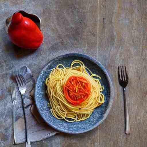 spaghetti in the shape of a bird 