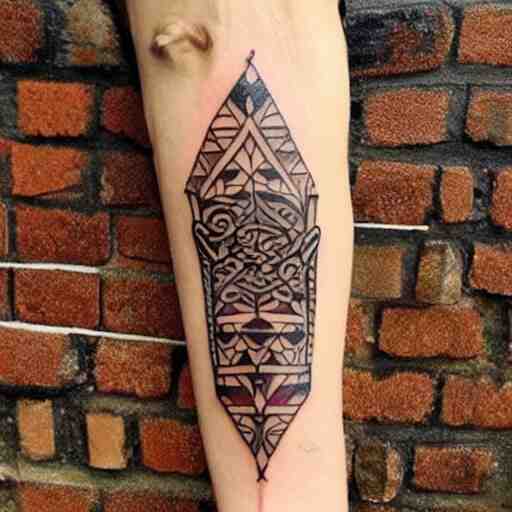 tribal tattoo along forearm