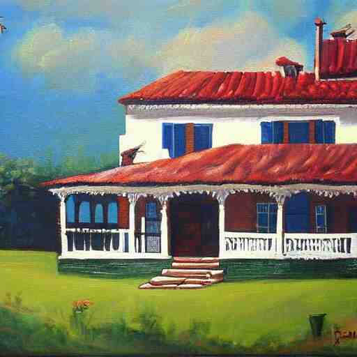 country house painting by molina campos 