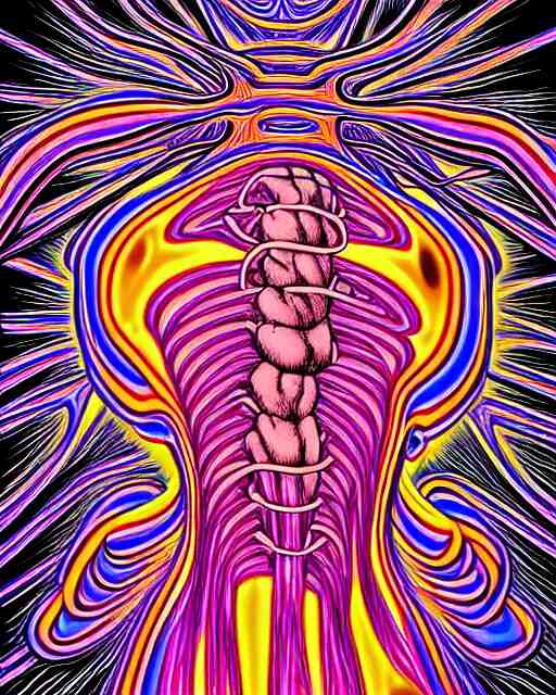 human body breaking away, conjuring psychedelic background, part by shintaro kago, part by alex gray, ultra realistic, highly detailed, 8 k, trending on artstation, fractalism, symmetry 