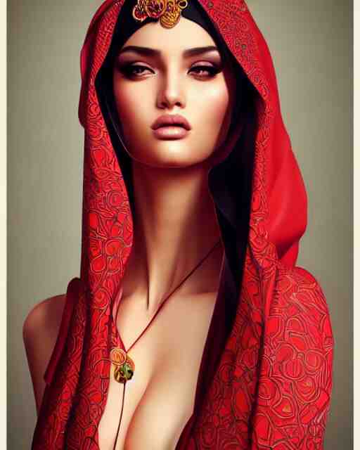 richly detailed color illustration of very very very very very beautiful Arab fashion model illustrated by Artgerm and Mina Petrovic and Timothy Kong and Marina Federovna. 3D shadowing