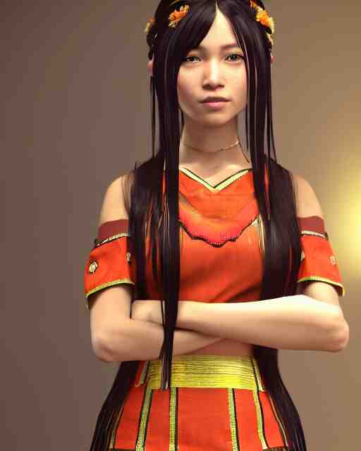 render as a very beautiful daz 3d anime aiko girl, wearing assamese bihu mekhela sador gamosa dress, long braided black hair, hazel eyes, full round face, short smile, assam tea garden setting, cinematic lighting, medium shot, mid-shot, highly detailed, trending on Artstation, Unreal Engine 4k, daz studio genesis iray ultra hd, cinematic wallpaper by Stanley Artgerm Lau, anime masterpiece,