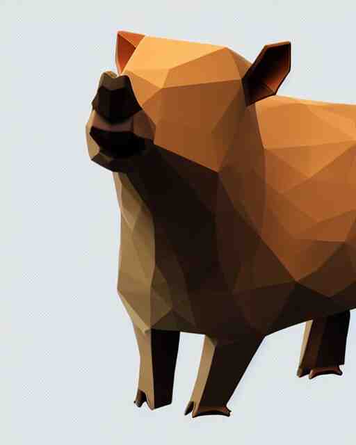 low polygon render of a capybara on a white background, isometric 3d, ultra hd