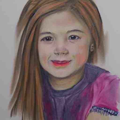 sketch painting of a portrait of a 8 year old girl 