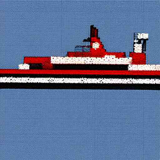 a ferry at the sea, 8 bit art 