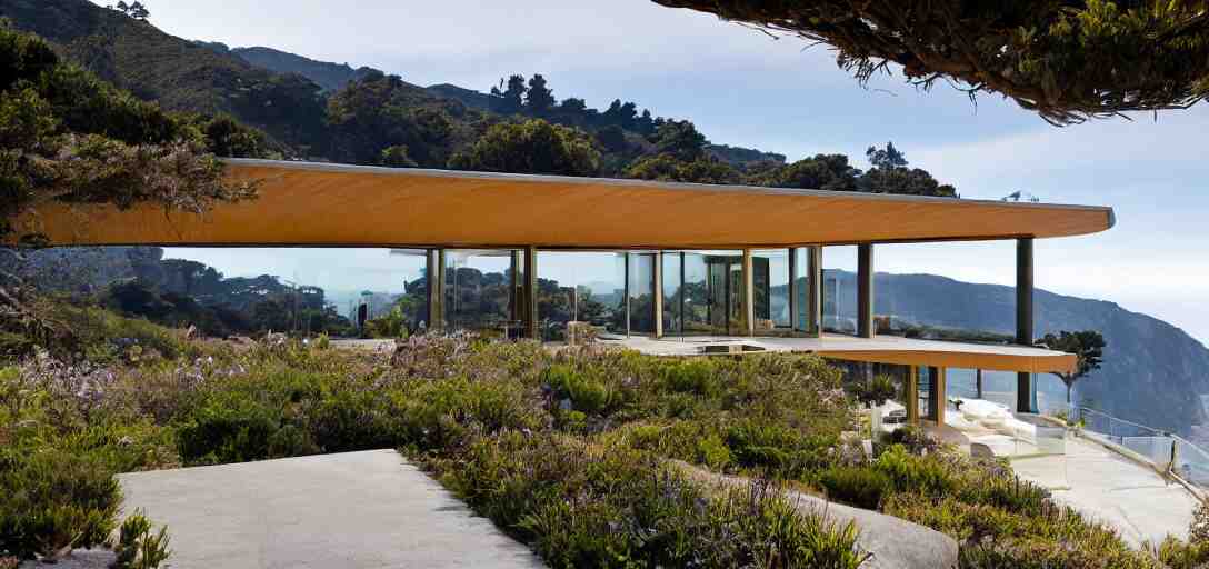 house designed by renzo piano overlooking big sur. landscape design by louis benech. 