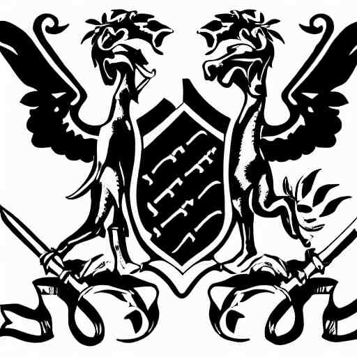 a coat of arms, a black sword on a white background 