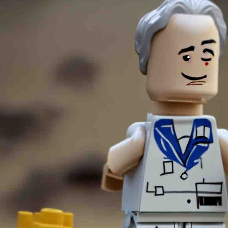 a cinematic film still of a stop motion film starring bill murray as a lego fig, shallow depth of field, 8 0 mm, f 1. 8 