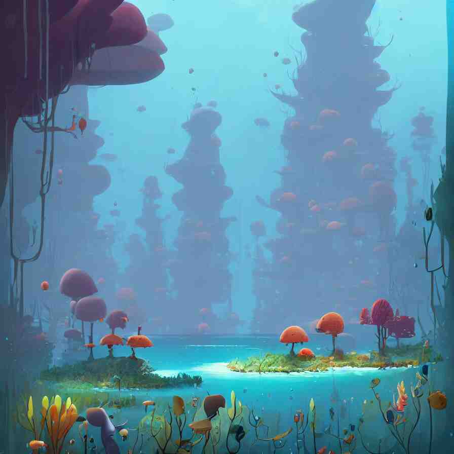 Goro Fujita illustrating Underwater forest, aquatic life, full of color, art by Goro Fujita, sharp focus, highly detailed, ArtStation