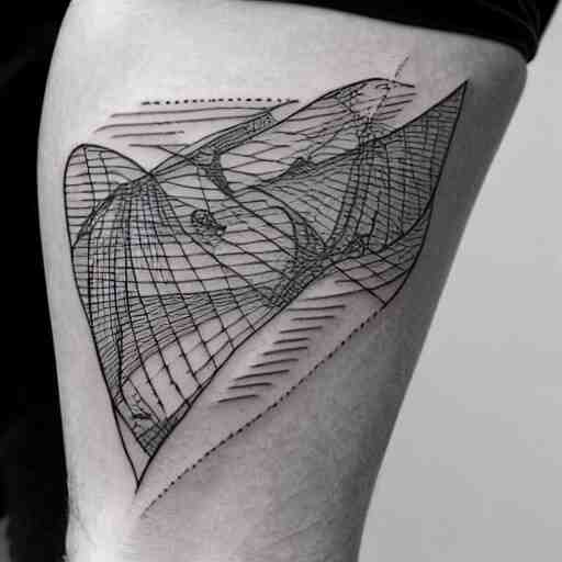 a fineline tattoo on the forearm of a melting electric guitar surrounded by mathematical formulas 