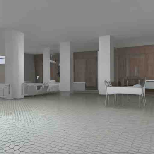 simulated mesh render of a 70s interior with no textures, computer simulation rendered in high detail, 8K UHD