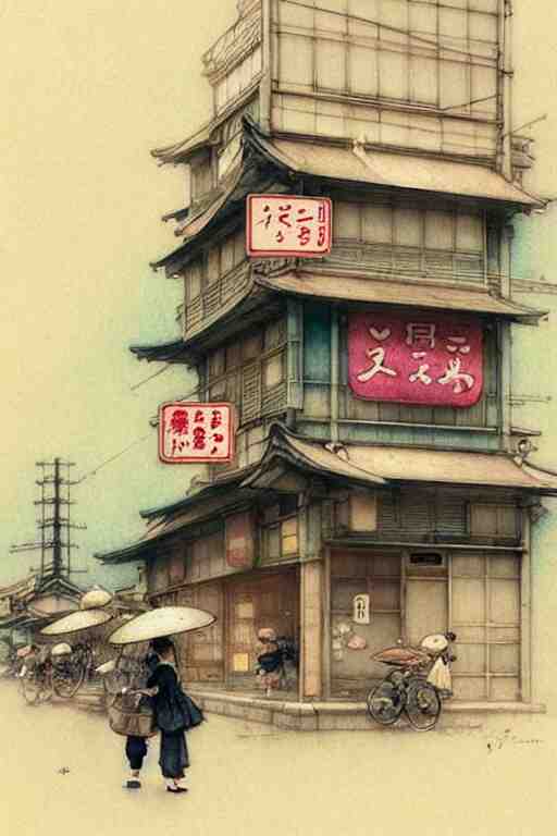 (((((1950s japanese city . muted colors.))))) by Jean-Baptiste Monge !!!!!!!!!!!!!!!!!!!!!!!!!!!