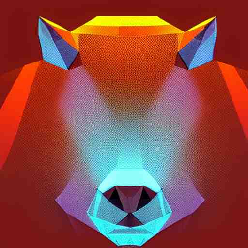 a colorful glowing low poly logo of a capybara 