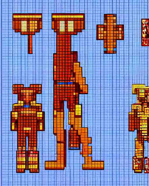 Lexica - Pixel art, cyberpunk style, sci-fi, spritesheet, grid