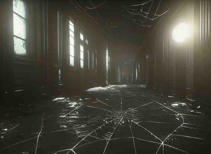 large spider web infested hallway in destiny 2, liminal, dark, dystopian, abandoned, highly detailed 4 k 6 0 fps in - game destiny 2 gameplay screenshot leak 