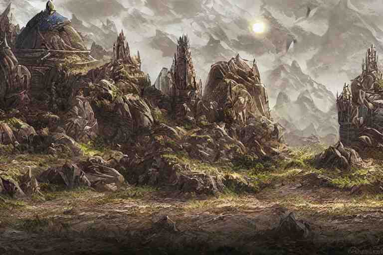 steppe atlantis ultra detailed fantasy landscape concept art