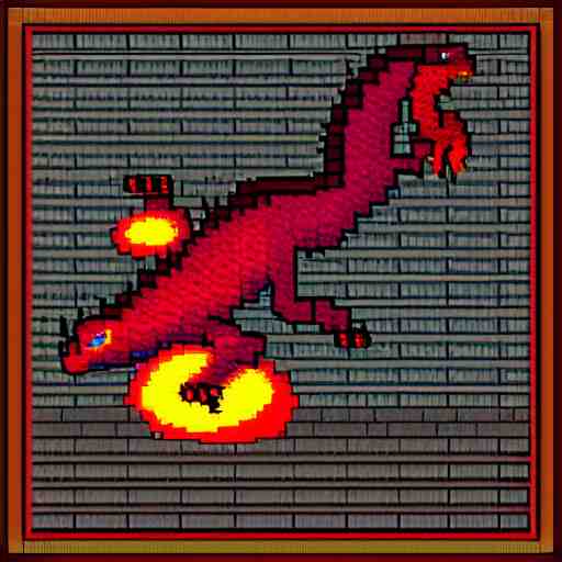 dragon spit fire, pixel art 8 x 8 size. 