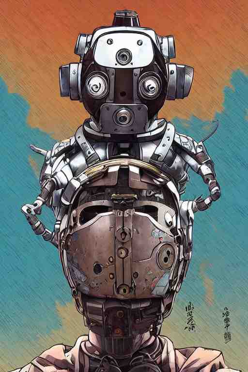 
robot ninja mask helmet bot borderland that looks like it is from Borderlands and by Feng Zhu and Loish and Laurie Greasley, Victo Ngai, Andreas Rocha, John Harris 
