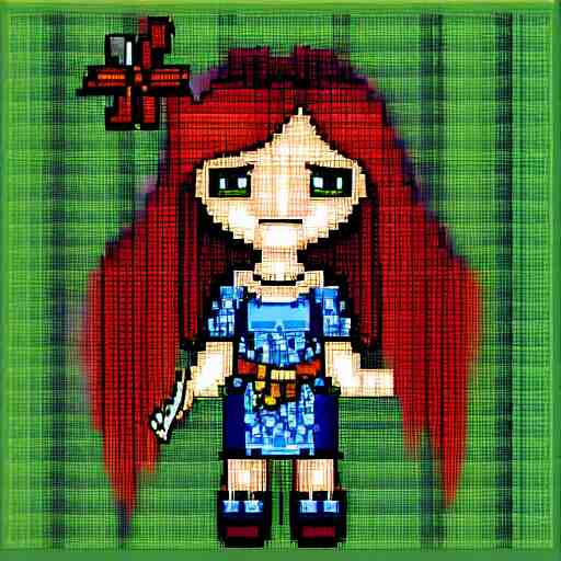 pixel art, 32-bit pixel art, vibrant sprite art, barbarian girl, electrified hair, prehistoric fantasy, palm trees