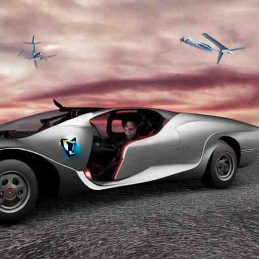 digital art, trending on artstation, a ferrari aircraft, driven by an american stanford, in an alternate world, in which humans are pets of dogs 