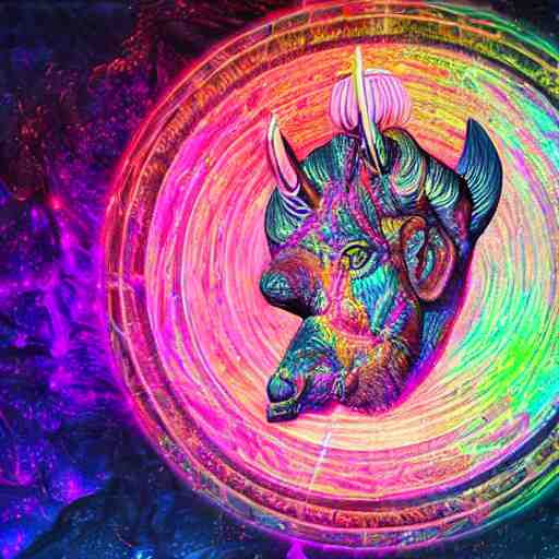 Photorealistic physical manifestation of the zodiac sagittarius. Hyperdetailed photorealism, 108 megapixels, incredible depth, beautiful colors, psychedelic overtones, blacklight neon, glowing