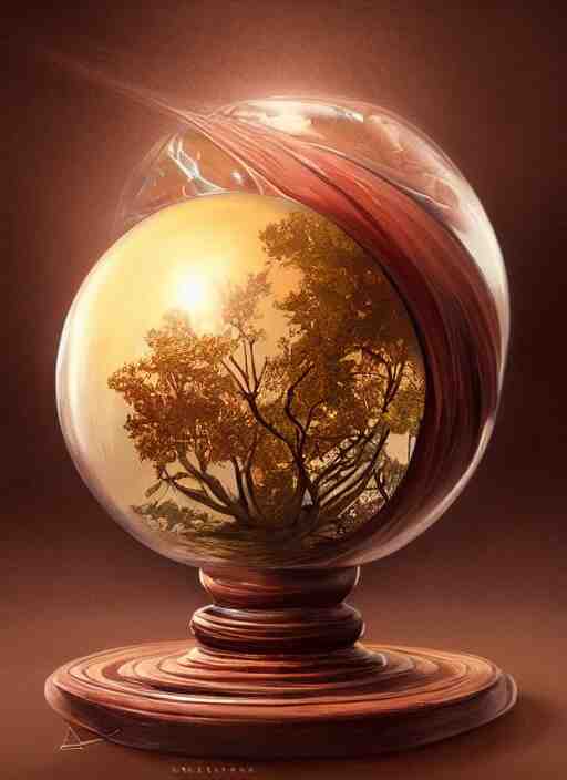 crystal ball on a wood stand with a beautiful dreamscape inside, studio product photography, centered, super highly detailed, professional digital painting, artstation, concept art, smooth, sharp focus, extreme illustration, unreal engine 5, photorealism, beautiful, cinematic, art by artgerm and rutkowski and alphonse mucha and loish and wlop 