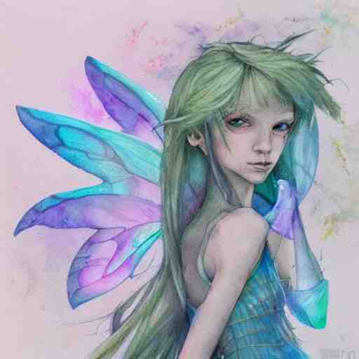 water color on paper, ethereal pixie, highly detailed, artstation, masterpiece, award - winning, 