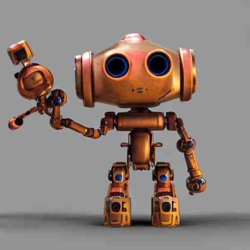 a cute rusty robot in breath of the wild, anime, 3 d render, octane 