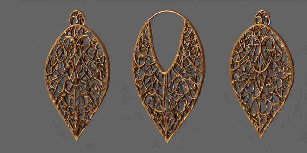 earring design, jewelry design, wood, nordic, art deco, intricate, elegant, material, product design, trending on artstation, cgsociety, photo realistic, design by ziva cph and isabel lennse and kalevala, 8 k, unreal engine, c 4 d 