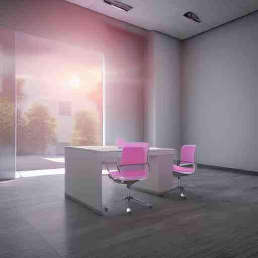 a white empty pink office with sun rays looming down, with a pool inside, dynamic lighting, photorealistic concept art, trending on art station, stunning visuals, creative, cinematic, ultra detailed, ray tracing 