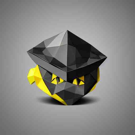 low-poly logo of a lemon wearing a low-poly black fedora, 4k