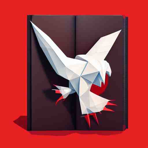 low poly, vector, white eagle icon, in a book, red background, cgsociety, artstation, octane render